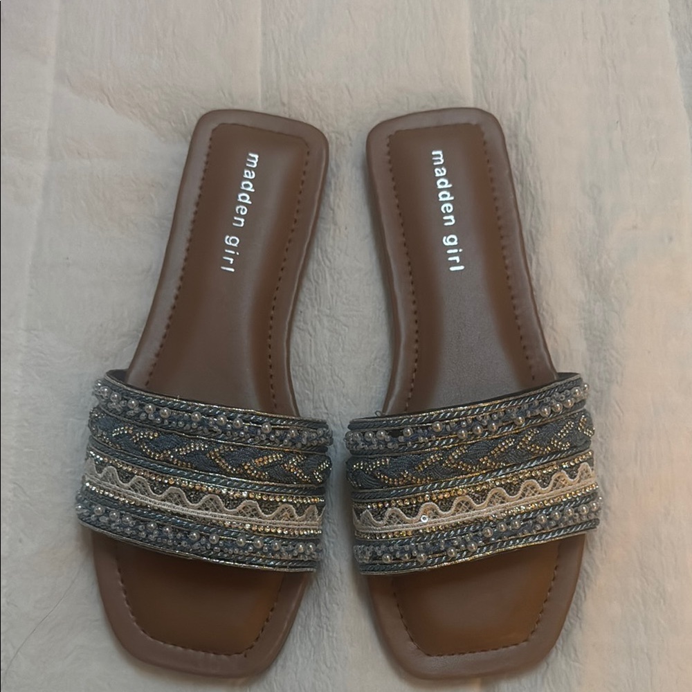 Madden Girl Brown Woven Sandals